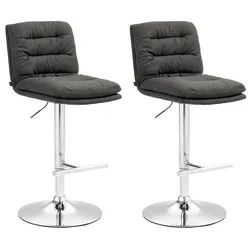 CLP 2er Set Barhocker Damar Stoff chrom   Farbe: dunkelgrau, Gestell Farbe: chrom