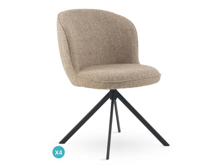 Lot de 4 chaises capitonnées en tweed chiné marron