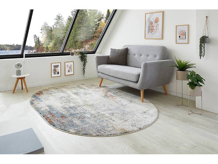 Tapis Molinos ovale Beige/Beige/Bleu 160 x 1 x 230cm Polypropylène