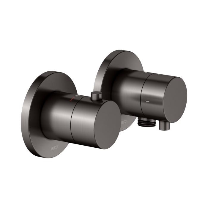 KEUCO Edition 400 Thermostatarmatur Set 51553351121 für 2 Verbraucher, mit Schlauchanschluss, Edelstahl-Finish