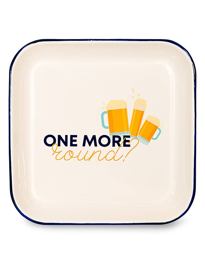 WD lifestyle Servierplatte "One More Round?" in Creme/ Orange - (L)30 x (B)30 cm - onesize
