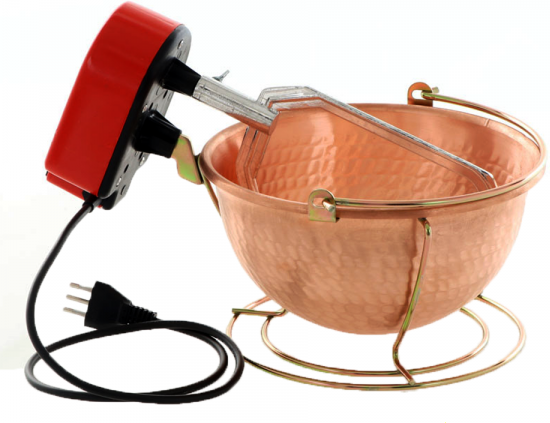Elektrischer Rührtopf für Polenta NuovaFac Cuoca Automatica aus gehämmertem Kupfer, Rundboden 3L - 5W