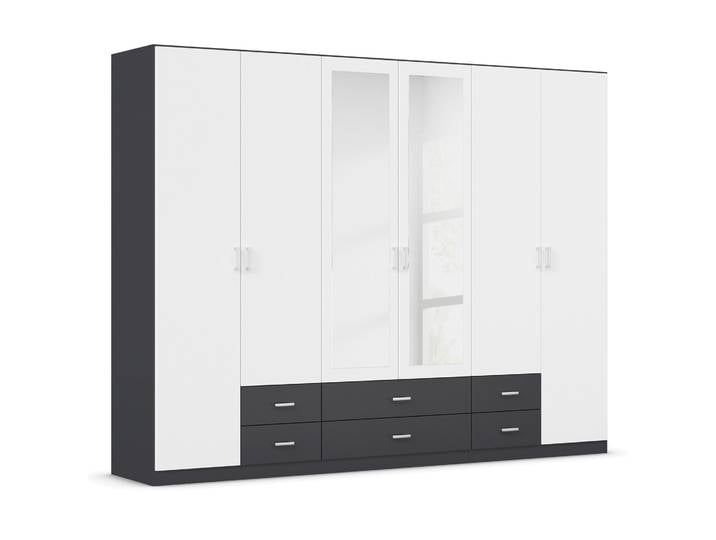 Kombi-Drehtürenschrank - grau metallic - alpinweiß - 271 cm