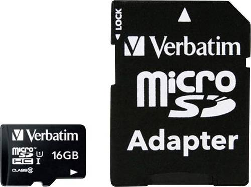Verbatim MICRO SDHC 16GB CL 10 ADAP microSDHC-Karte 16 GB Class 10 inkl. SD-Adapter