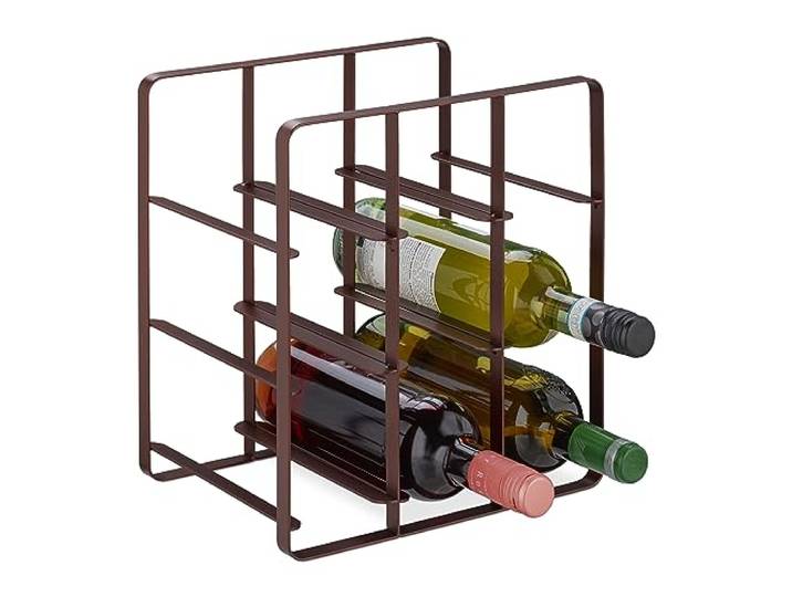 Relaxdays Weinregal, 9 Flaschen, Eisen pulverbeschichtet, braun