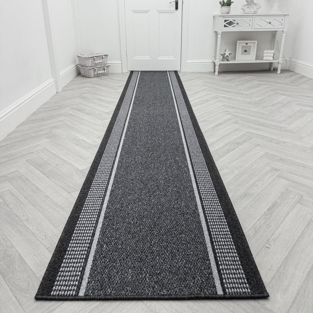 Brayden Studio Runner Looped / Hooked Area Rug Grey Runner 80 x 210 cm