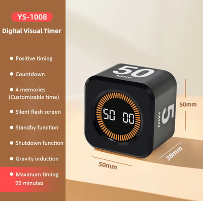 Inspire Curations Rechargeable Gravity Sensor Visual Cube Timer black