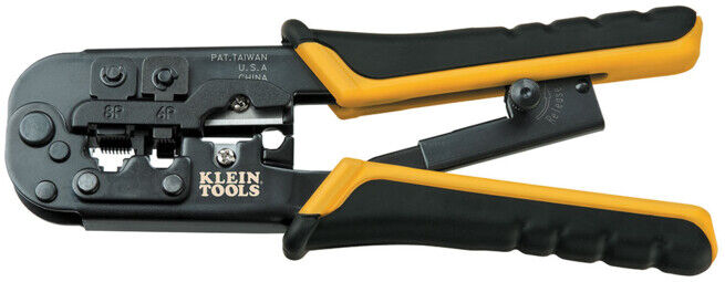 Klein Tools Pince à sertir de données avec cliquet RJ45 RJ11 RJ12, coupe et dénudeur (VDV226011SEN)