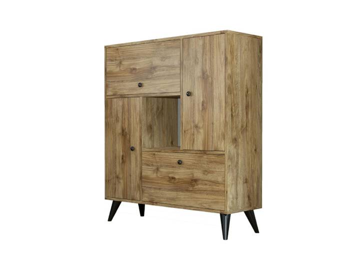 Buffet haut 4 portes 1 niche décor bois