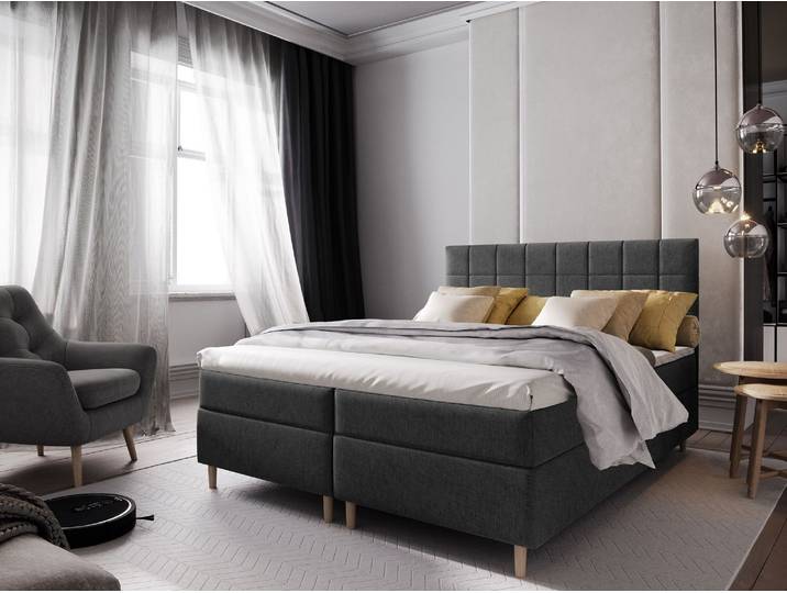 Masseno Boxspringbett IBIZA mit Bettkästen 160x200 cm - Dunkelgrau, INARI 96
