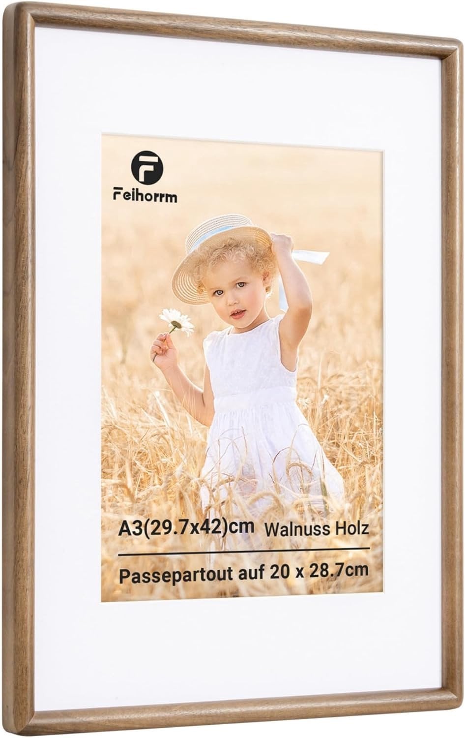 Houten fotolijst A3 in walnoot met veiligheidsglas