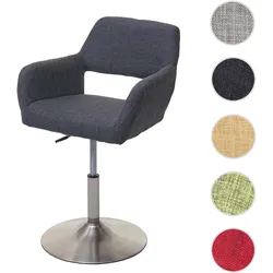 Einzelst�ck | Esszimmerstuhl HWC-A50 III, Stuhl Küchenstuhl, Retro 50er Jahre, Stoff/Textil ~ dunkelgrau, Fuß gebürstet