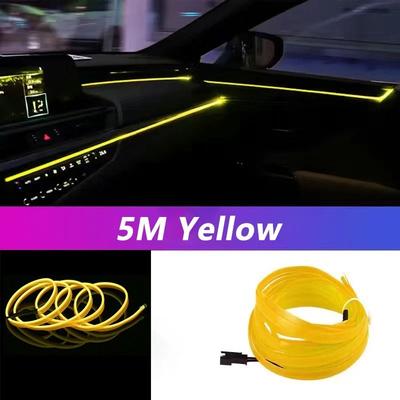 Uplifted Finds 5M Car Interior LED Strip Light USB Flexible Decorative Ambient Lamp cigarette Drive yellow