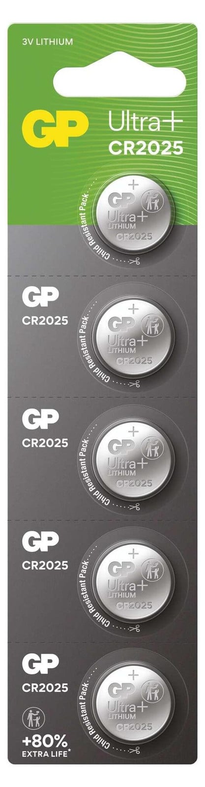 GP Batteries Lith.Knopfzellen CR2025 5-stuks