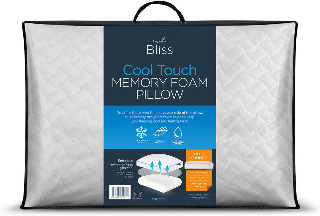 Snuggledown Blissful Cool Touch Memory Foam Pillow Firm Support Side Sleeper 64 x 38 cm White Standard