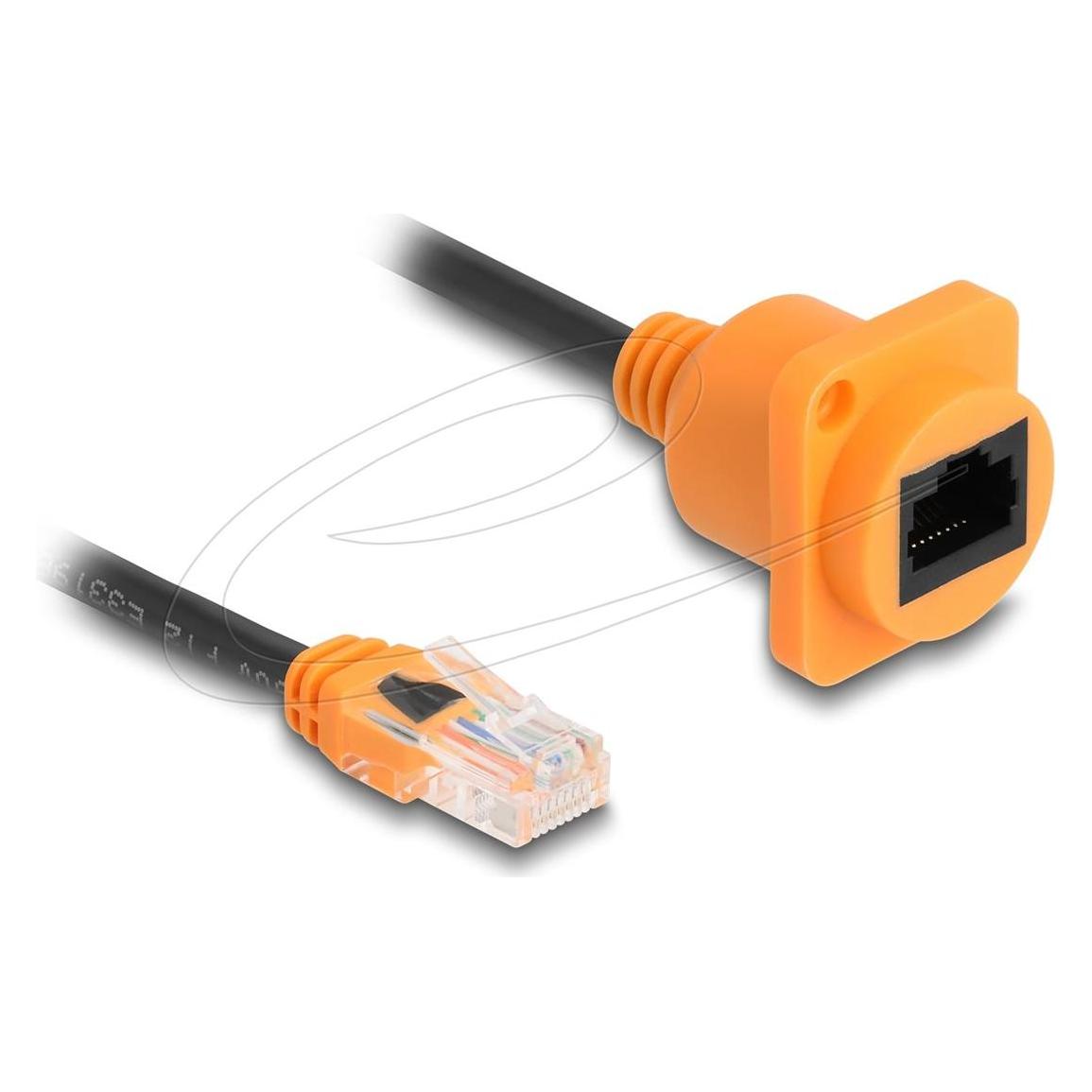 Delock D-Typ RJ45 Kabel Stecker zu Buchse Cat.5e UTP orange (U/UTP, CAT5e, 0.30 m) (90804)