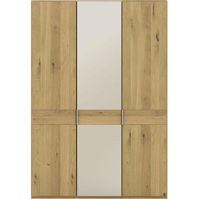Kleiderschrank MUSTERRING "Savona, Kleiderschrank, Schrank, Garderobe, teilmassiv Eiche", braun, B:150cm H:216cm, Schränke, Kleiderschrank, Türen in Bianco-Eiche massiv, Spiegel-/Glastüren, verschiedene Größen