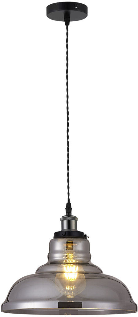 Breakwater Bay Gracie 1 - Light Dome Pendant Black Chrome/Twisted Braided/Vintage Smoked