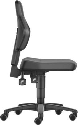 Arbeitsdrehstuhl Allrounder, o. Armlehnen, Permanentkontakt, m. Rollen, PU-Polster, schwarz