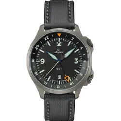 Laco Fliegeruhren Sondermodelle FRANKFURT GMT SCHWARZ 43 mm Automatik" 862120.2.uqt" - Minuterie weiß,arabische Zahlen und Indexe mit Leuchtmasse Superluminova C3,schwarz - 43,0mm