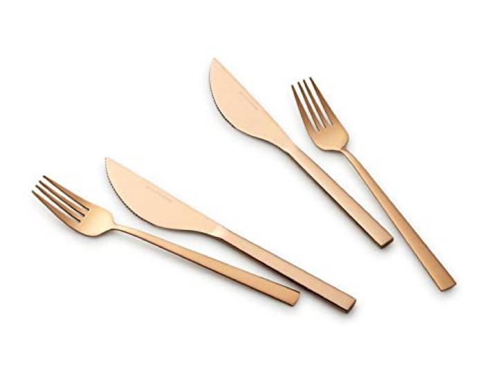 ECHTWERK Ensemble de couverts à pizza\, Ensemble de pizzas\, Couverts à steak\, Couverts 4 pièces pour 2 personnes\, Bronze-Edition
