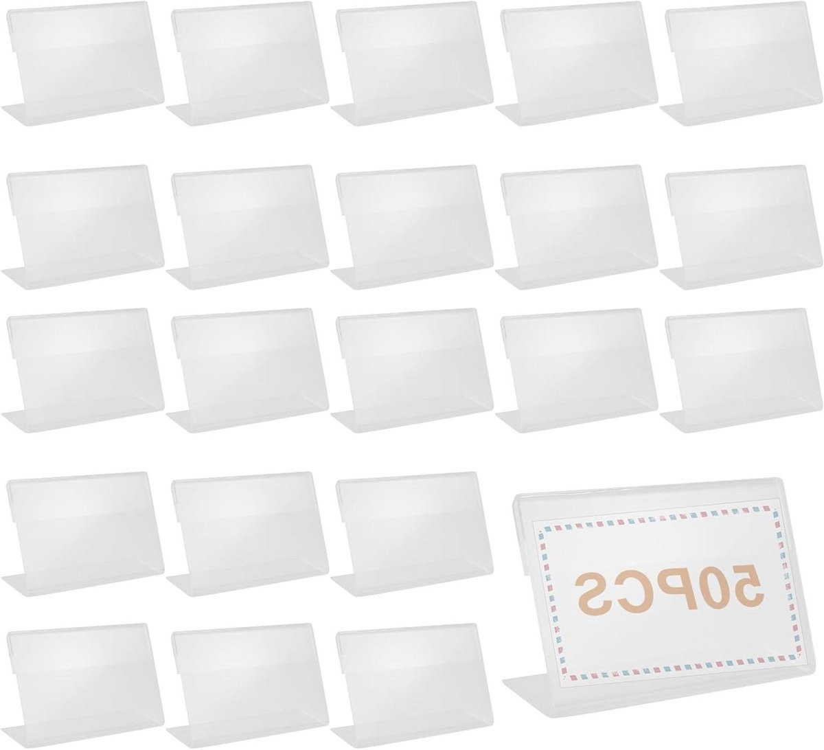 50 stuks Etikettenhouders Acryl - Transparante Prijskaarthouders - 6 x 4 cm
