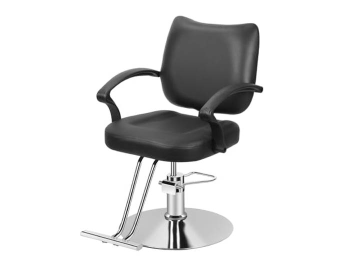 Fiauli Friseurstuhl, Stylistenstühle mit robuster Hydraulikpumpe, um 360 Grad drehbarer Friseurstuhl, Beauty-Stuhl-Ausrüstung, maximale Tragkraft 150 kg (schwarz)