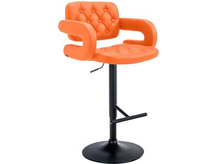 CLP Barhocker Dublin Mit Kunstleder-Bezug I Höhenverstellbar Farbe orange Gestell Farbe schwarz