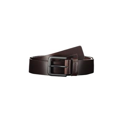 Ledergürtel LERROS "Ledergürtel MATTHEW mit schwarzer Schließe", Herren, Gr. 85, braun (schwarz braun), Leder, Gürtel Ledergürtel