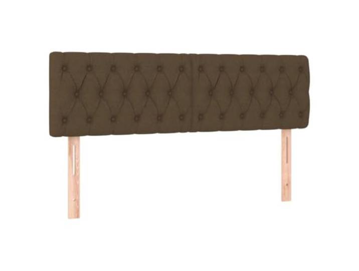 Leasha Kopfteil mit LED, Bettgestell, Schlafzimmermöbel, Dunkelbraun, 144 x 78 x 78/88 cm, Stoff