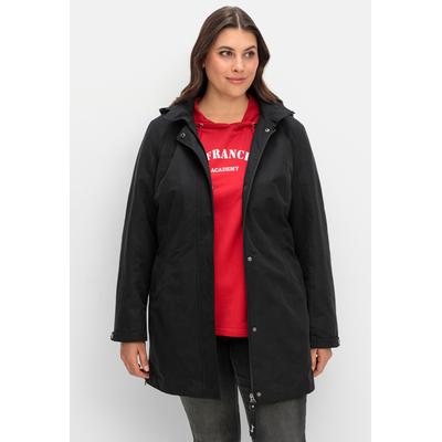 Outdoorjacke SHEEGO, Damen, Gr. 52, schwarz, 84% Polyester, 16% Baumwolle, unifarben, Jacken Outdoorjacke