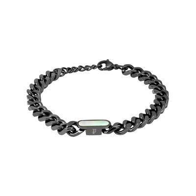 Armband POLICE "Vigor", schwarz (schwarzperlmuttfarben), Armbänder, Herren, 22cm, Edelstahl, Armband, teilweise mit Perlmutt (synth.)