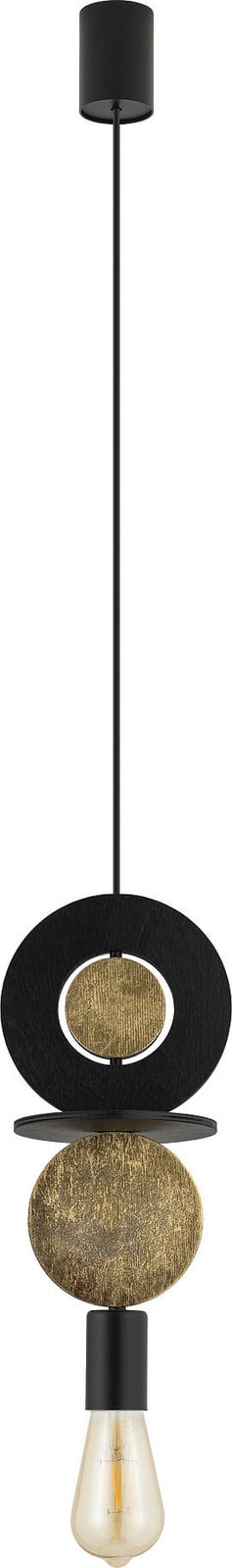 Lyora Design hanglamp Drops Wood E 1-lichts zwart en goud/messing met hout