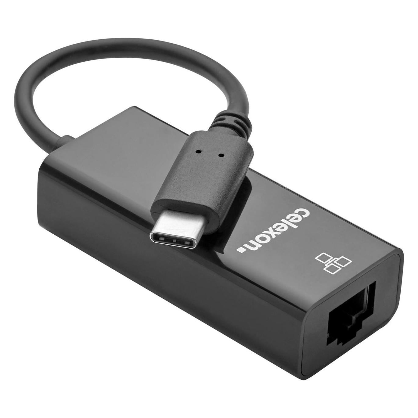 Celexon USB-C auf Ethernet M/F Adapter, schwarz (USB 3.2, USB-C) (56258831)