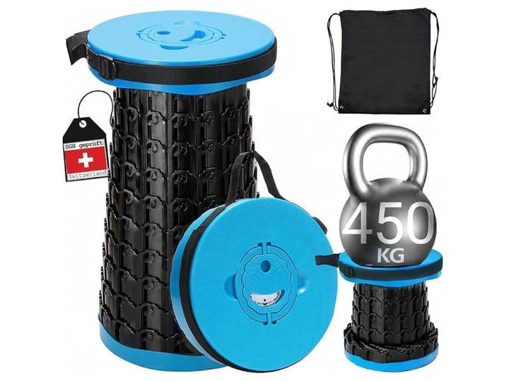 Tabouret Pliant Portable télescopique Hocker Pliant épaissi amélioré Capacité de Charge 450 kg Tabouret Pliant Bleu