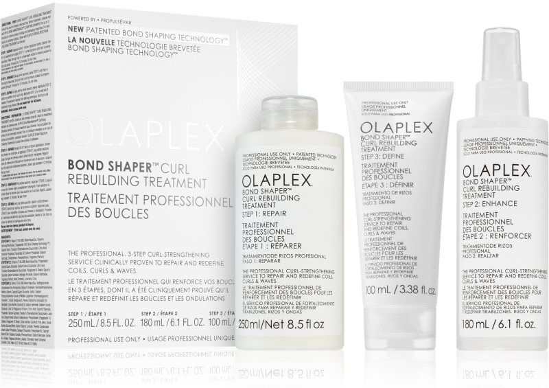Olaplex Bond Shaper Curl Rebuilding Treatment set ensemble pour cheveux bouclés 3 pcs