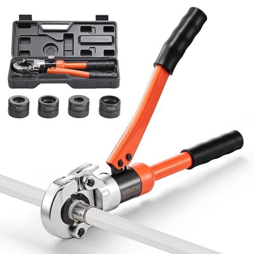 VEVOR Hydraulisch persgereedschap set voor PEX en aluminium-kunststofbuizen met TH16 TH20 TH26 TH32 kaken en draagtas, oranje