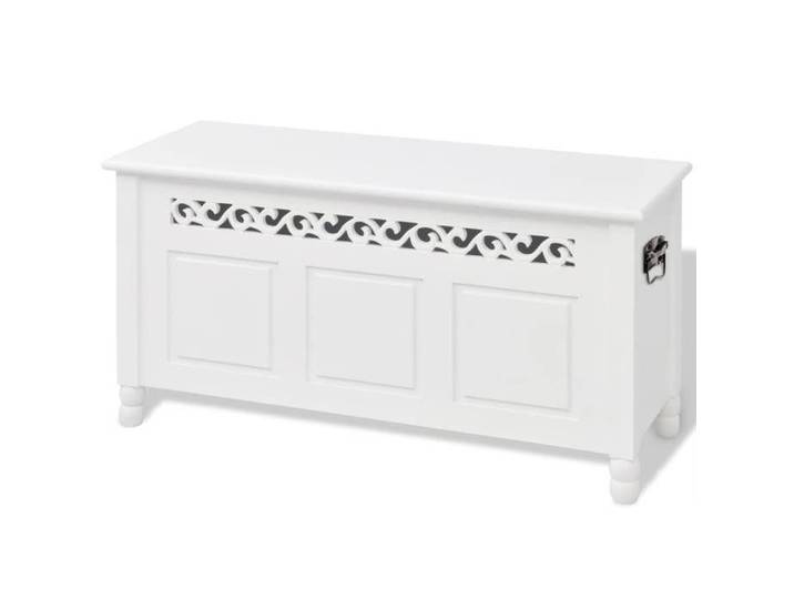 Blanc Banc coffre - Banc de rangement - en style baroque PFDM blanc m135