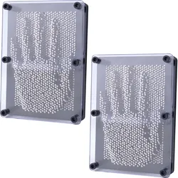 2er-Set 3D Nagelbilder - Faszinierende Reliefs & positive Abdrücke Ihrer Hände - 2160 Metallstifte, Acrylglas-Abdeckung, 124x176x78mm - schwarz/silber
