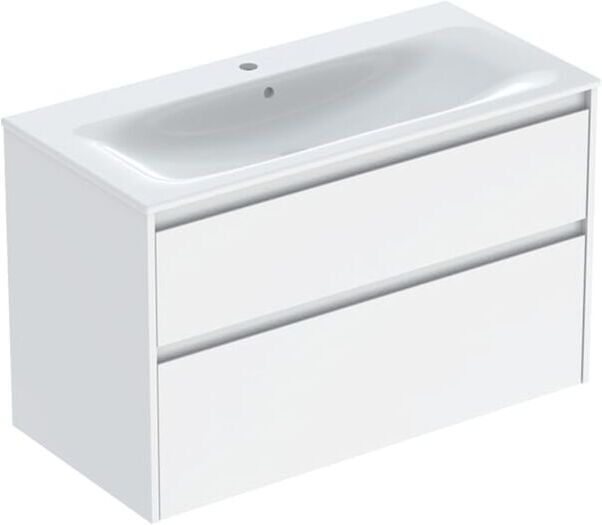 Geberit Renova Plan Möbel-Waschtisch-Set 504041011 Breite 100cm, Korpus/Front weiß / lackiert seidenglanz, Waschtisch weiß