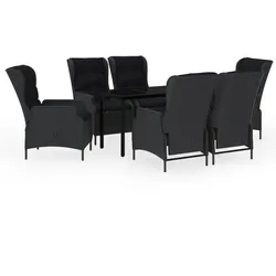 vidaXL 7-tlg. Garten-Essgruppe Dunkelgrau