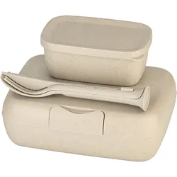 Koziol Candy Ready Lunchbox Set 5 teilig mit 3 teiligem Besteck / Box Candy L / Dose Candy S auslaufsicher nature desert sand