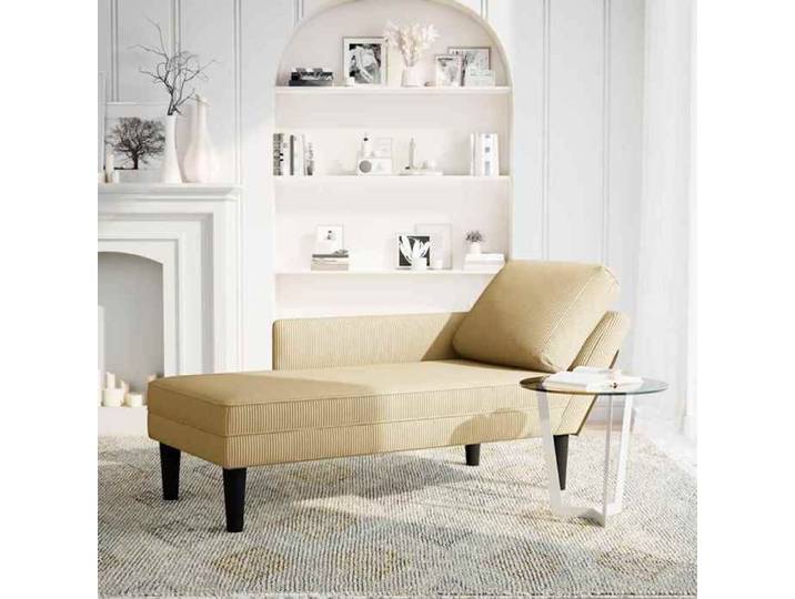 SOLO - TOP Méridienne/Chaise longue - 1 PLACE - Pour salon - avec coussin tissu en velours côtelé gris-vert LV2098
