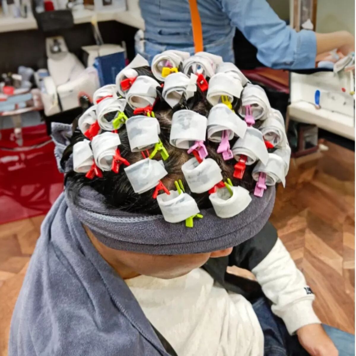 INF Dauerwelle Haar-Handtuch-Wrap - Salon Mikrofaser Stirnband für Friseurbedarf Grau