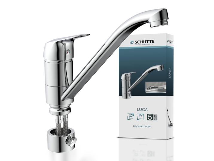 SCHÜTTE LUCA Vorfenster Küchenarmatur, Wasserhahn Küche 360° Schwenkbereich, Chrom