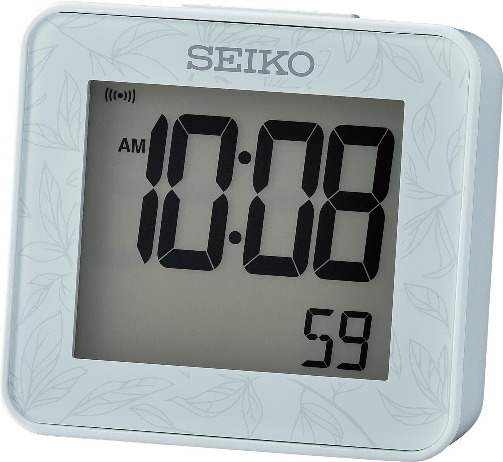Seiko QHL097L digitale wekker met stopwatch, lichtblauw