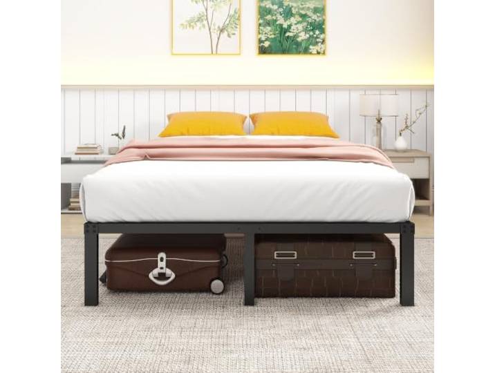 Bellemave Bettgestell 140 x 200 cm, Metallbett, Schlichtes Design, schwarz Geräuschloses Design, Kein Boxspring Nötig, Stabil Und Langlebig, Ohne Matratze
