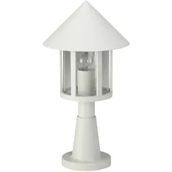 Albert Sockelleuchte Landhaus Kegeldach modern Typ Nr. 0539, Höhe 48cm, IP44, E27 QA55 max. 57W, Alu-Guss / klar, Weiß ALB-680539