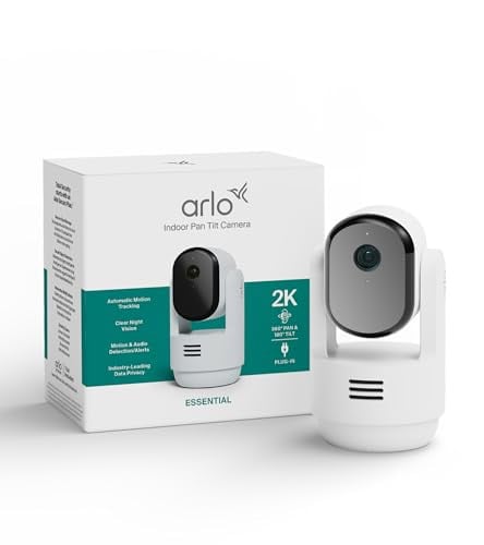 Arlo Essential 3 Pan-Tilt-Zoom Bedrade Binnenbeveiligingscamera met 2K-video