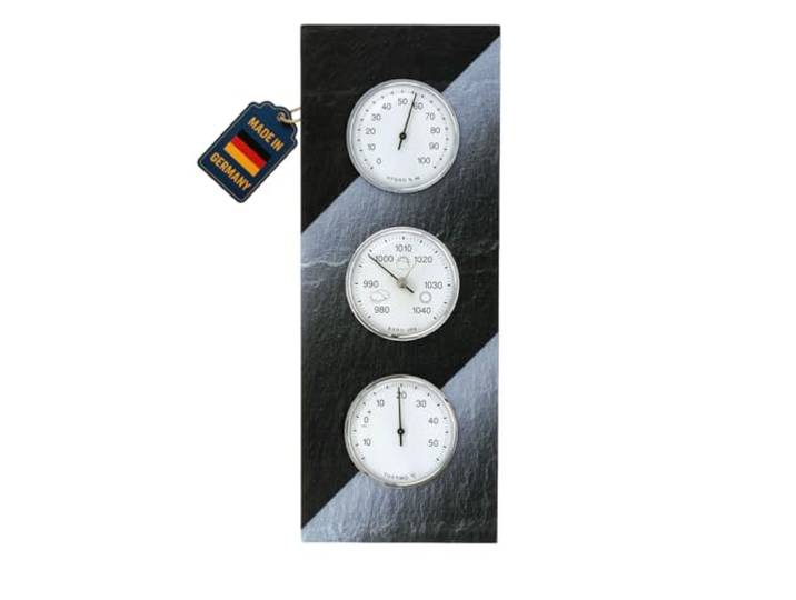 TFA Dostmann Analoog weerstation, van leisteen, barometer, thermometer, hygrometer
